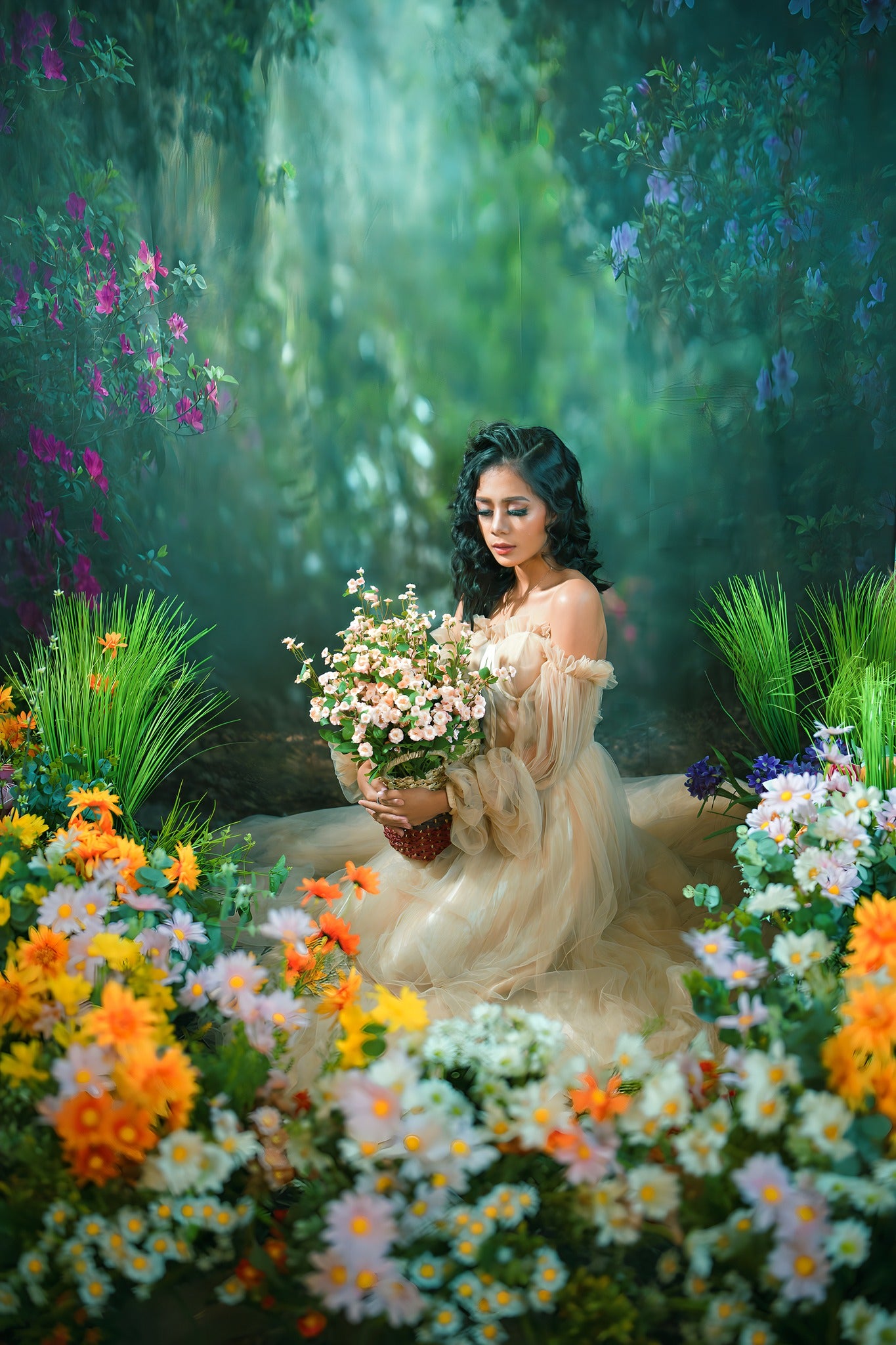 Kate Pink Floral Garden spring Backdrop for Photography Designed by Pine Park Collection - Kate Backdrop AU