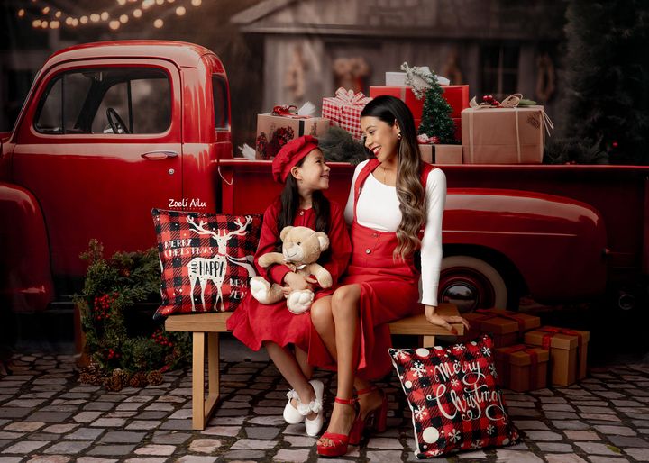 Kate Christmas Gift Red Truck Backdrop for Photography