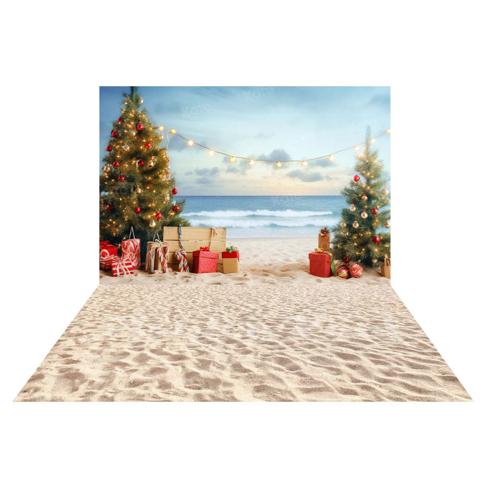 Kate Seaside Christmas Tree + Beach Floor Backdrop for Photography - Kate Backdrop AU