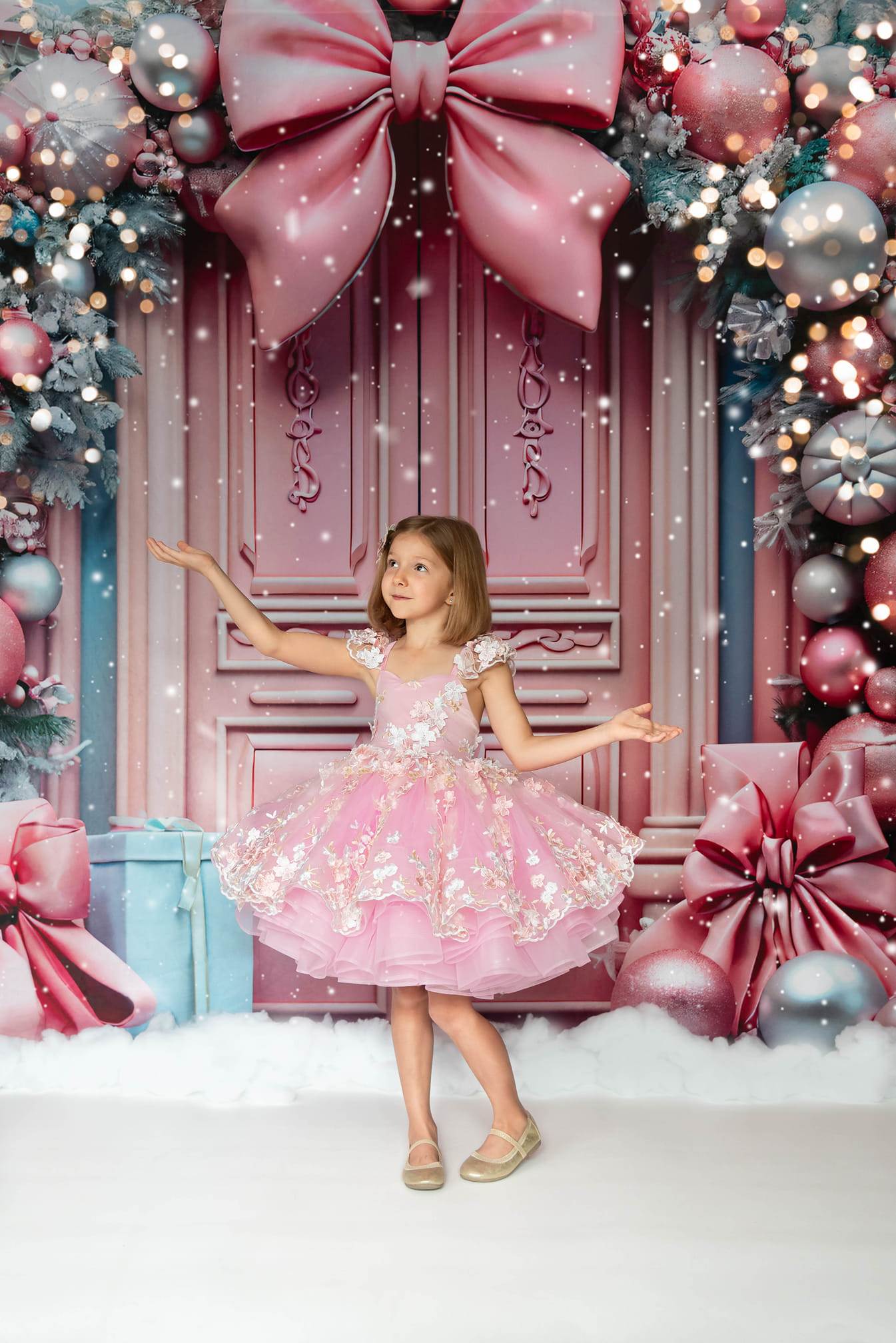 Kate Pink Christmas Bow Backdrop for Photography - Kate Backdrop AU