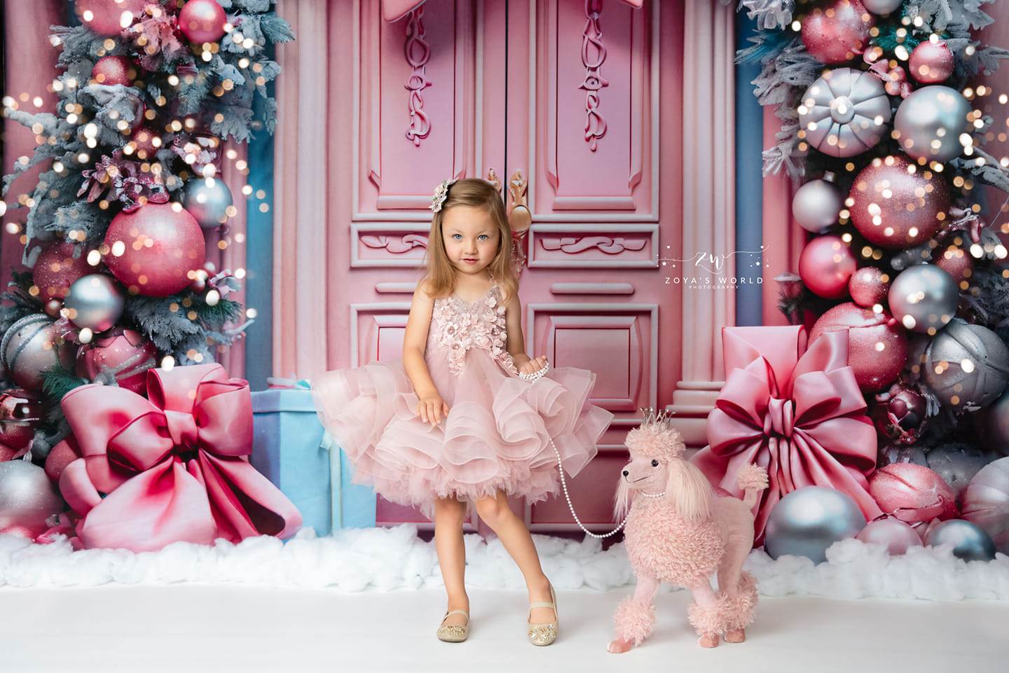 Kate Pink Christmas Bow Backdrop for Photography - Kate Backdrop AU