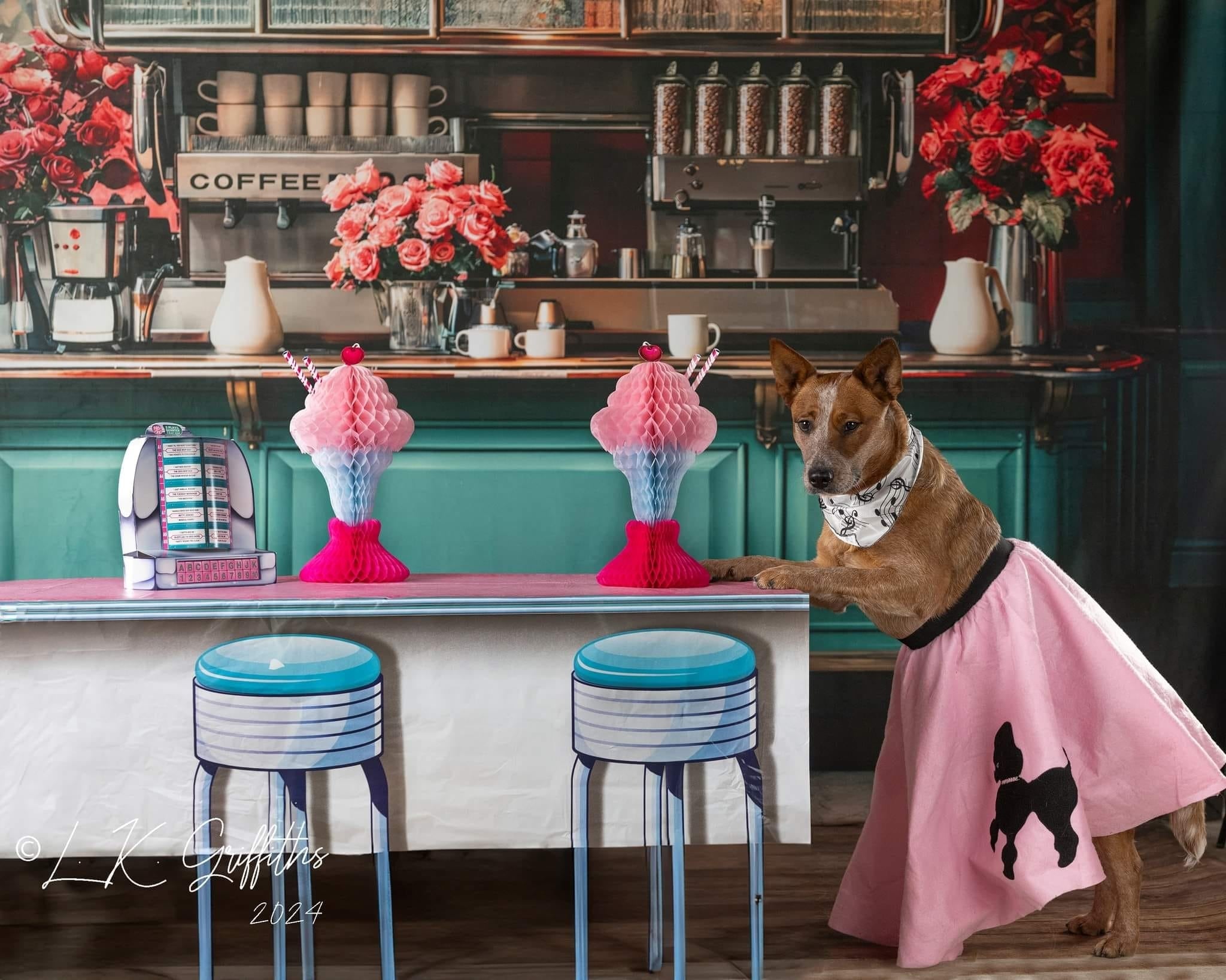 Kate Spring Retro Cafe Backdrop Metallic Flower Designed by Emetselch - Kate Backdrop AU