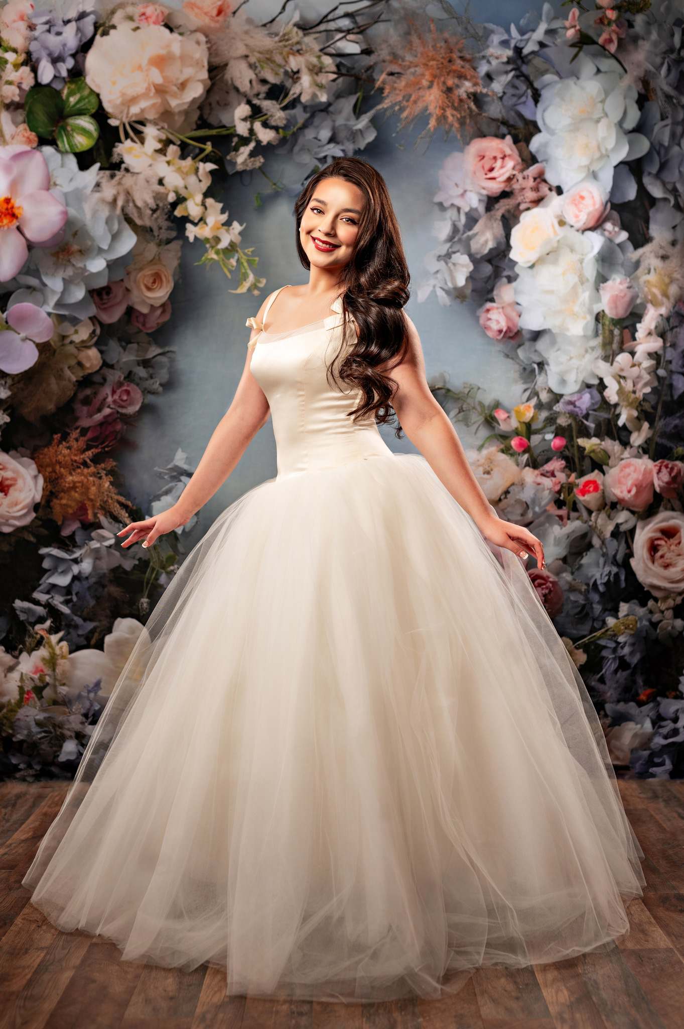 Kate Gray Blue Artistic Flower Wall Backdrop Designed by Emetselch - Kate Backdrop AU