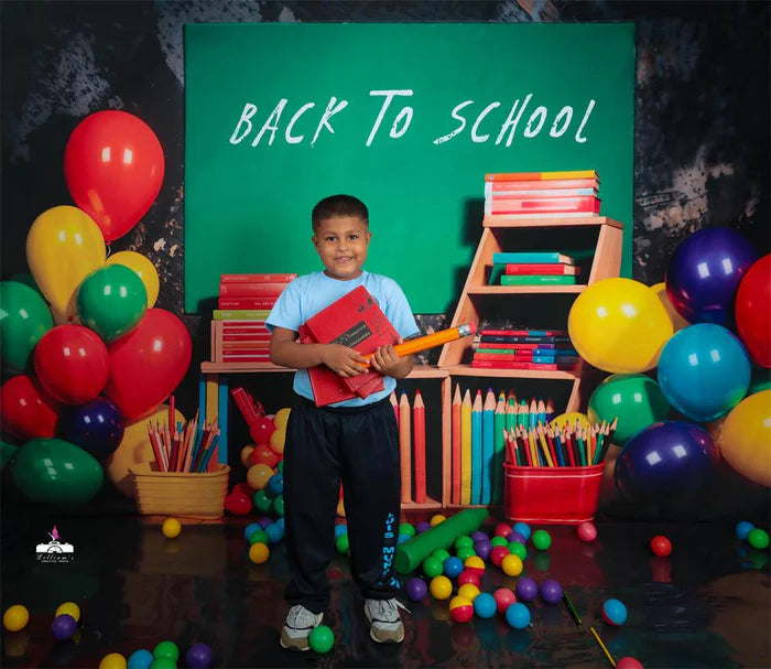 Kate Back to School Backdrop Colorful Balloon Pencil Designed by Emetselch - Kate Backdrop AU