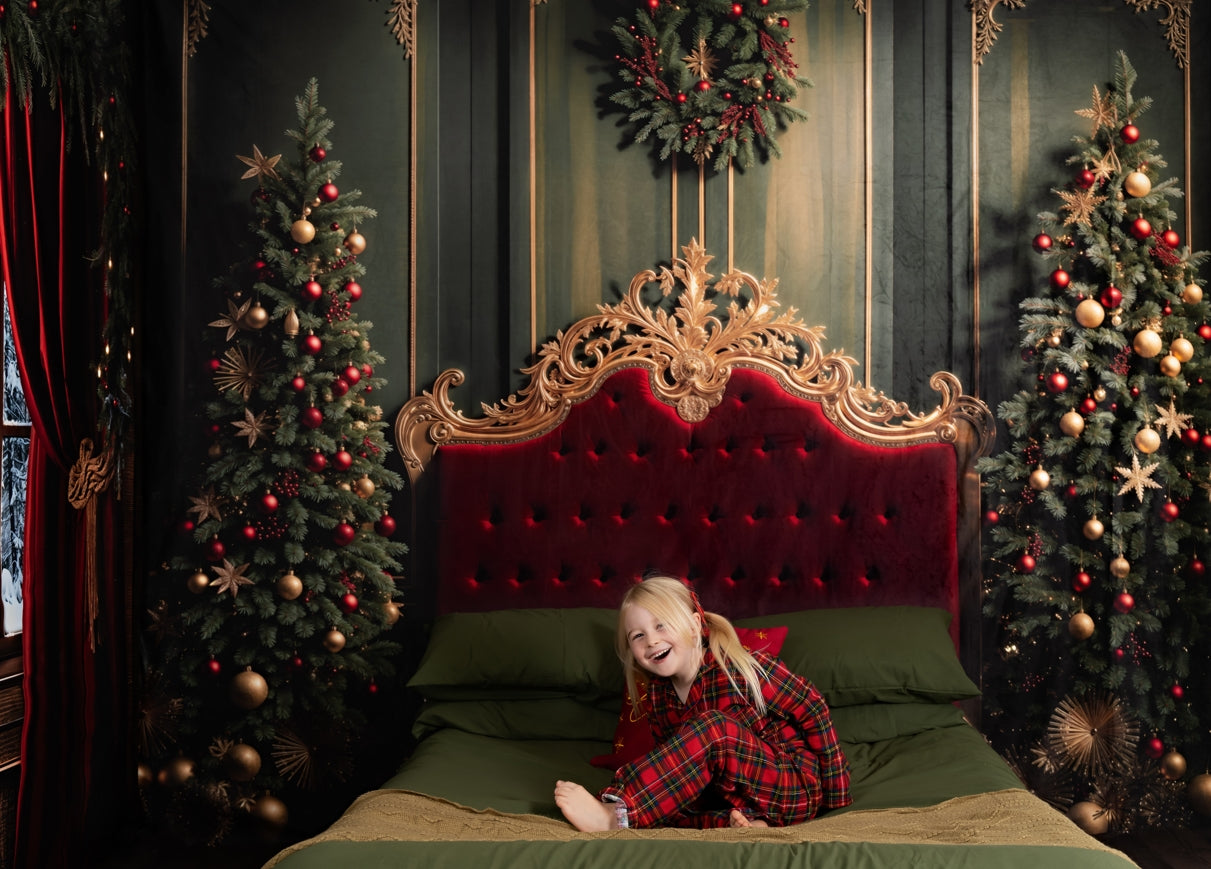 Kate Christmas Tree Red Headboard Backdrop Designed by Emetselch - Kate Backdrop AU