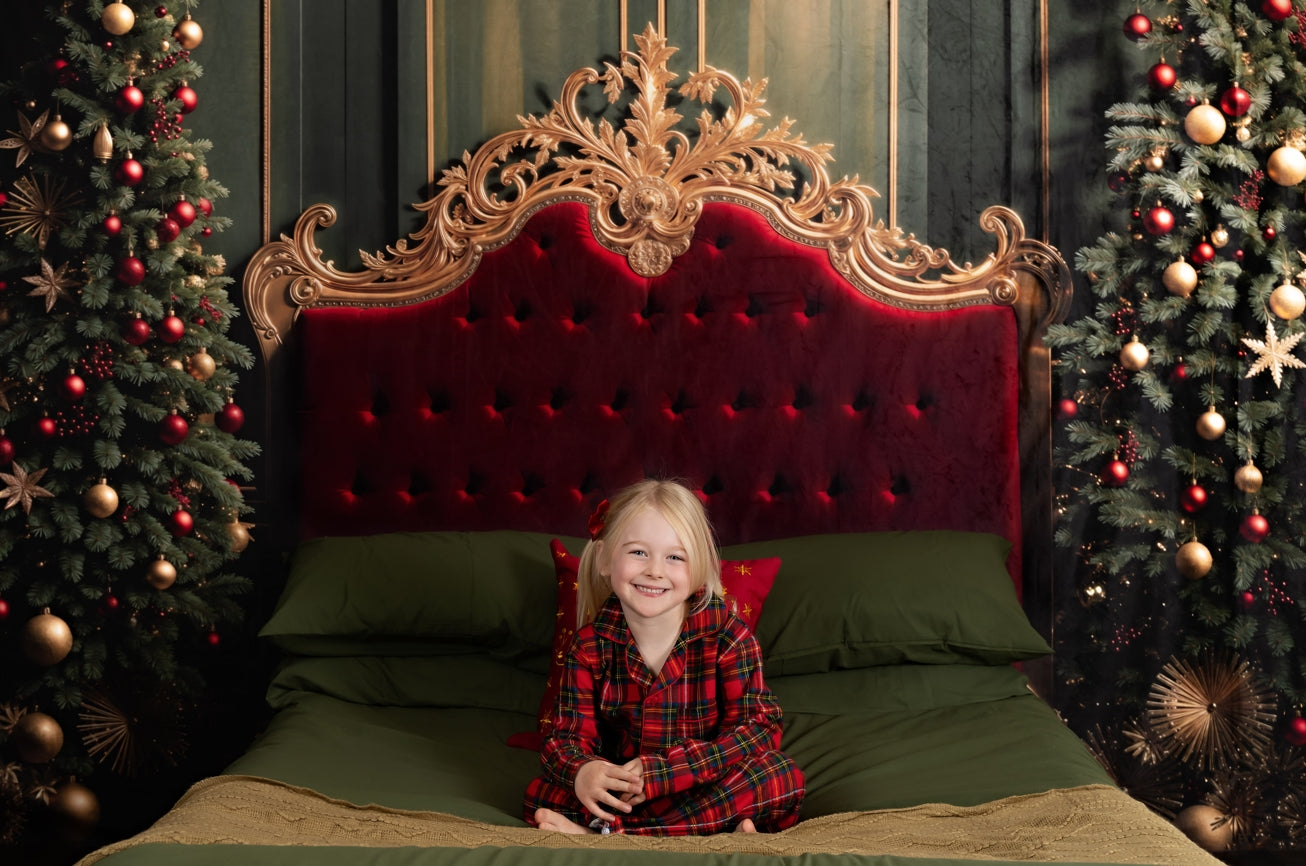 Kate Christmas Tree Red Headboard Backdrop Designed by Emetselch - Kate Backdrop AU