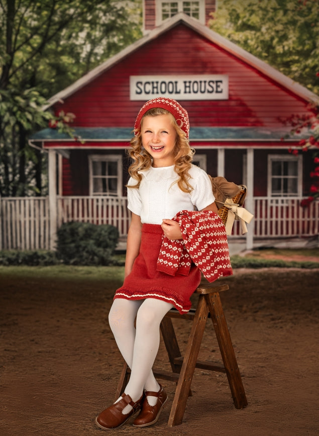 Kate Back to School Red House Backdrop for Photography - Kate Backdrop AU
