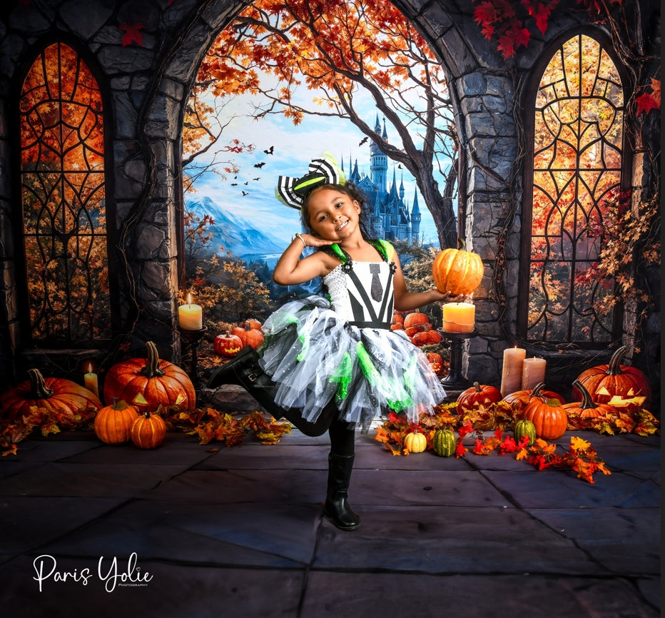 Kate Halloween Pumpkin Arch Castle Backdrop Designed by Emetselch - Kate Backdrop AU