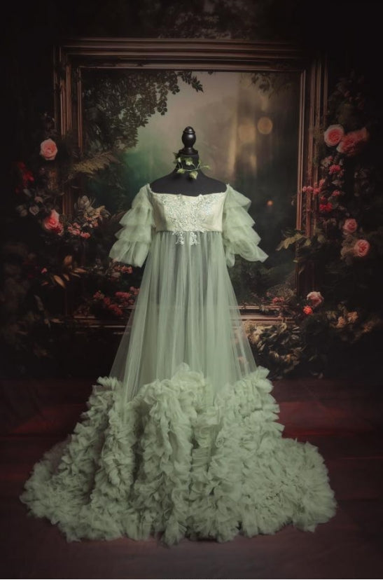 Kate Mesh One Shoulder Trailing Multi Color Maternity Photoshoot Dress - Kate Backdrop AU