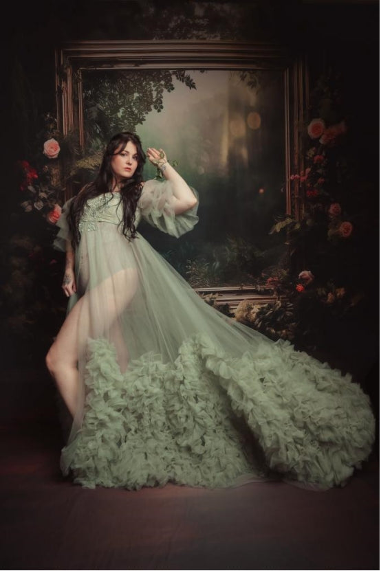 Kate Mesh One Shoulder Trailing Multi Color Maternity Photoshoot Dress - Kate Backdrop AU