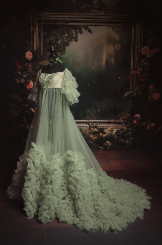 Kate Mesh One Shoulder Trailing Multi Color Maternity Photoshoot Dress - Kate Backdrop AU