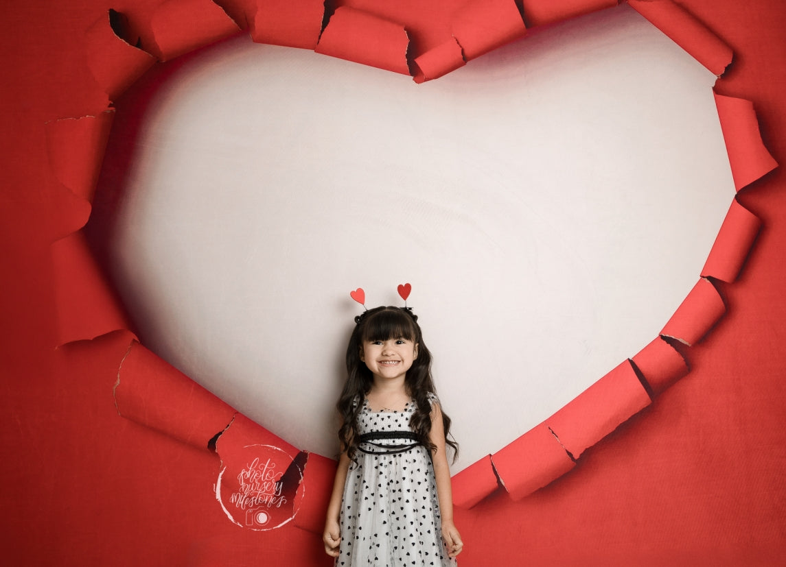 Kate Valentines Red Torn Heart Backdrop Designed by Melissa King - Kate Backdrop AU