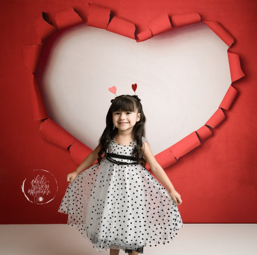 Kate Valentines Red Torn Heart Backdrop Designed by Melissa King - Kate Backdrop AU