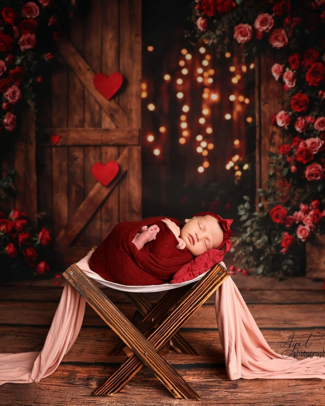 Kate Valentine's Day Flower Barn Door Backdrop Designed by Emetselch - Kate Backdrop AU