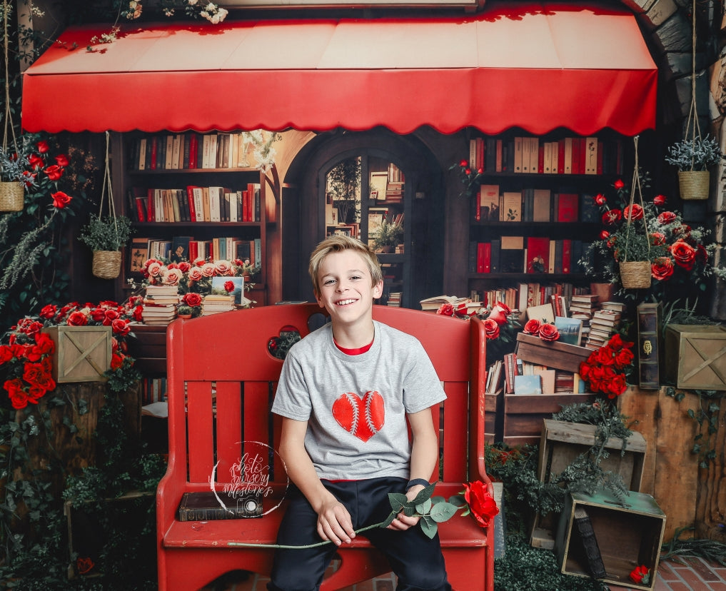 Kate Valentine Bookstore Roses Vintage Backdrop Designed by Emetselch - Kate Backdrop AU