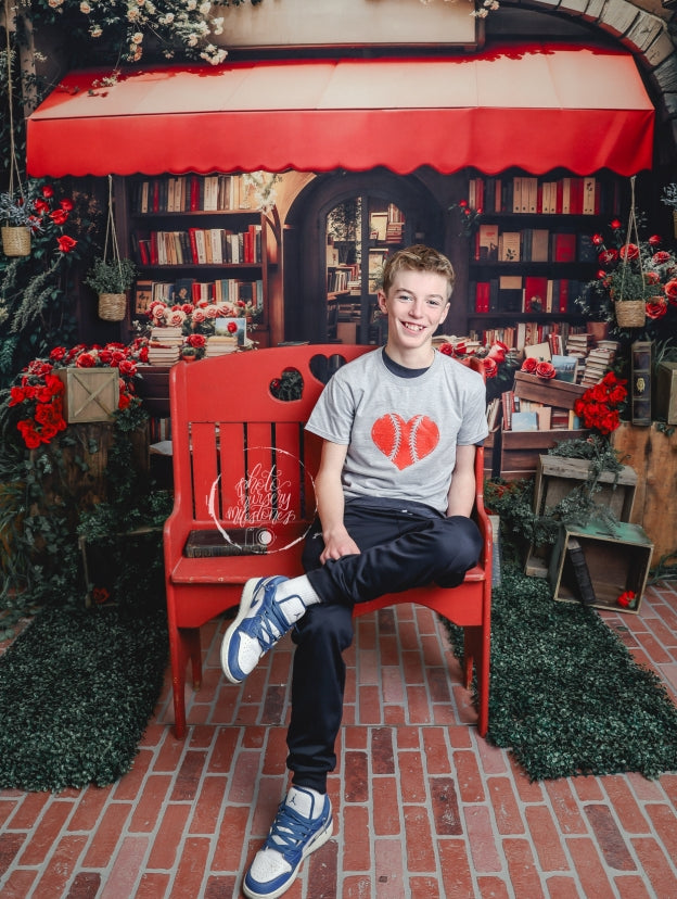 Kate Valentine Bookstore Roses Vintage Backdrop Designed by Emetselch - Kate Backdrop AU