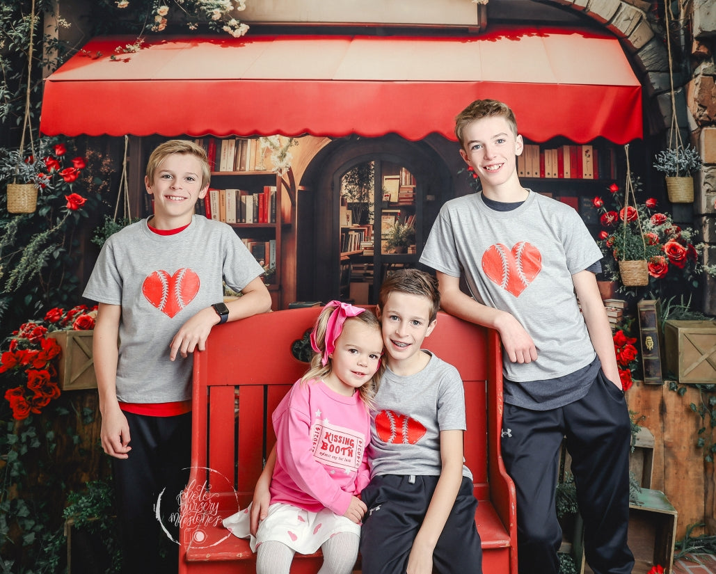 Kate Valentine Bookstore Roses Vintage Backdrop Designed by Emetselch - Kate Backdrop AU