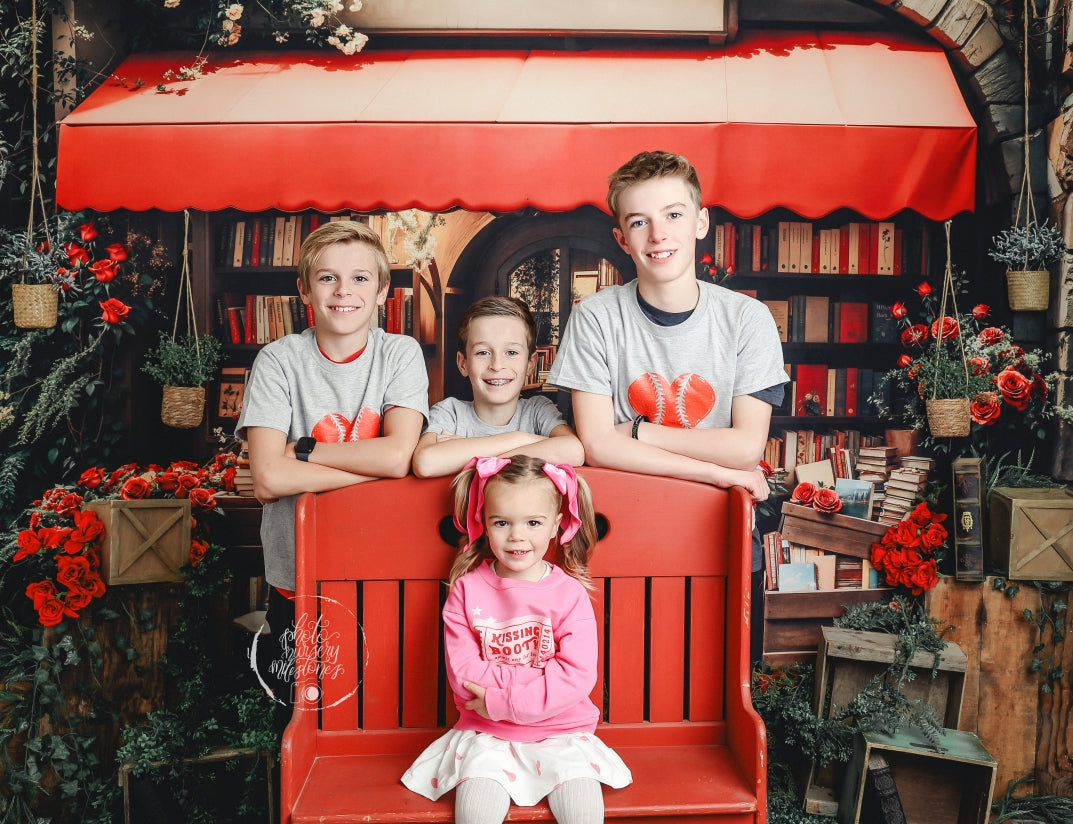 Kate Valentine Bookstore Roses Vintage Backdrop Designed by Emetselch - Kate Backdrop AU