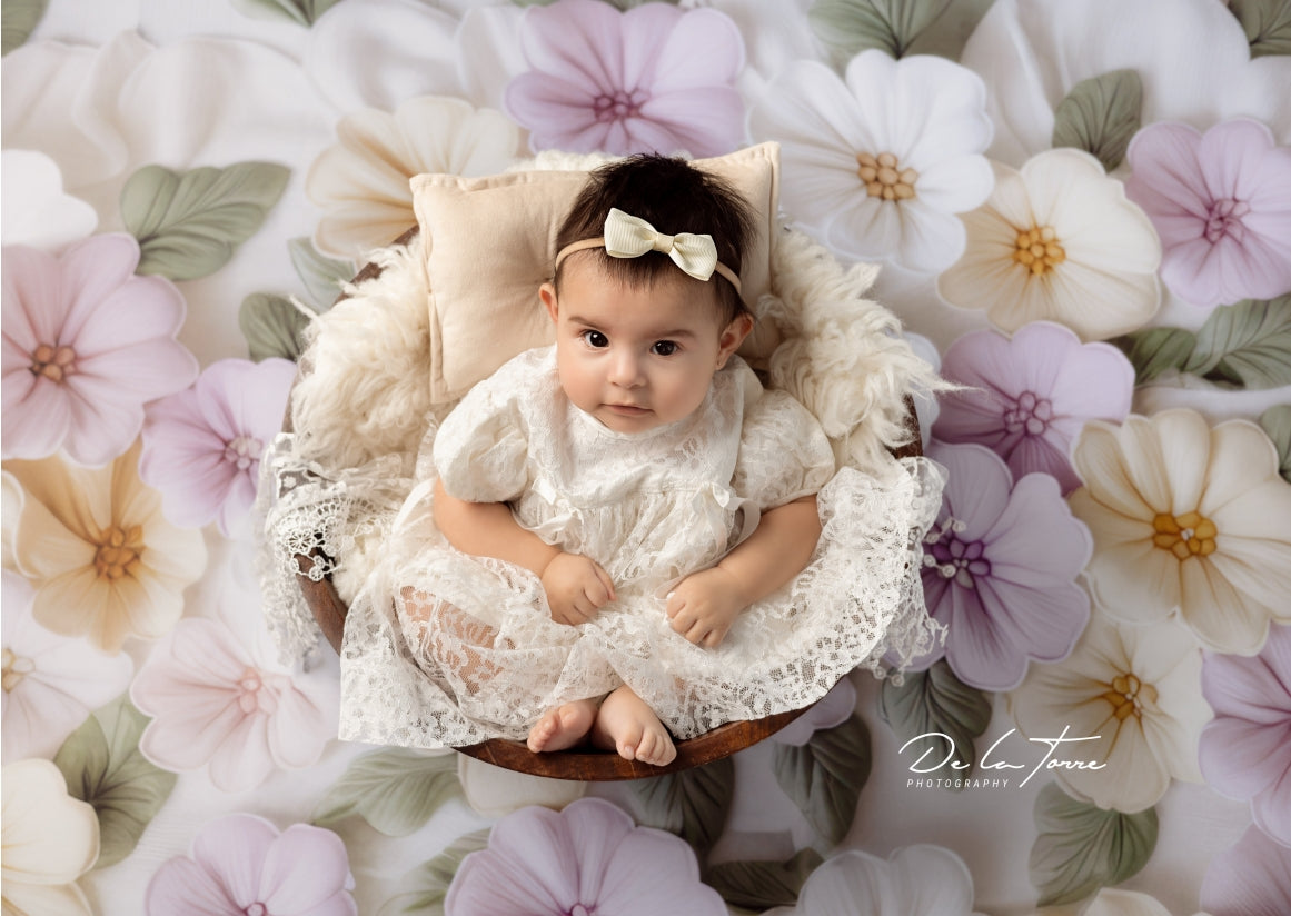 Kate Newborn Floral Rug Wood Rubber Floor Mat Designed by Mini MakeBelieve - Kate Backdrop AU