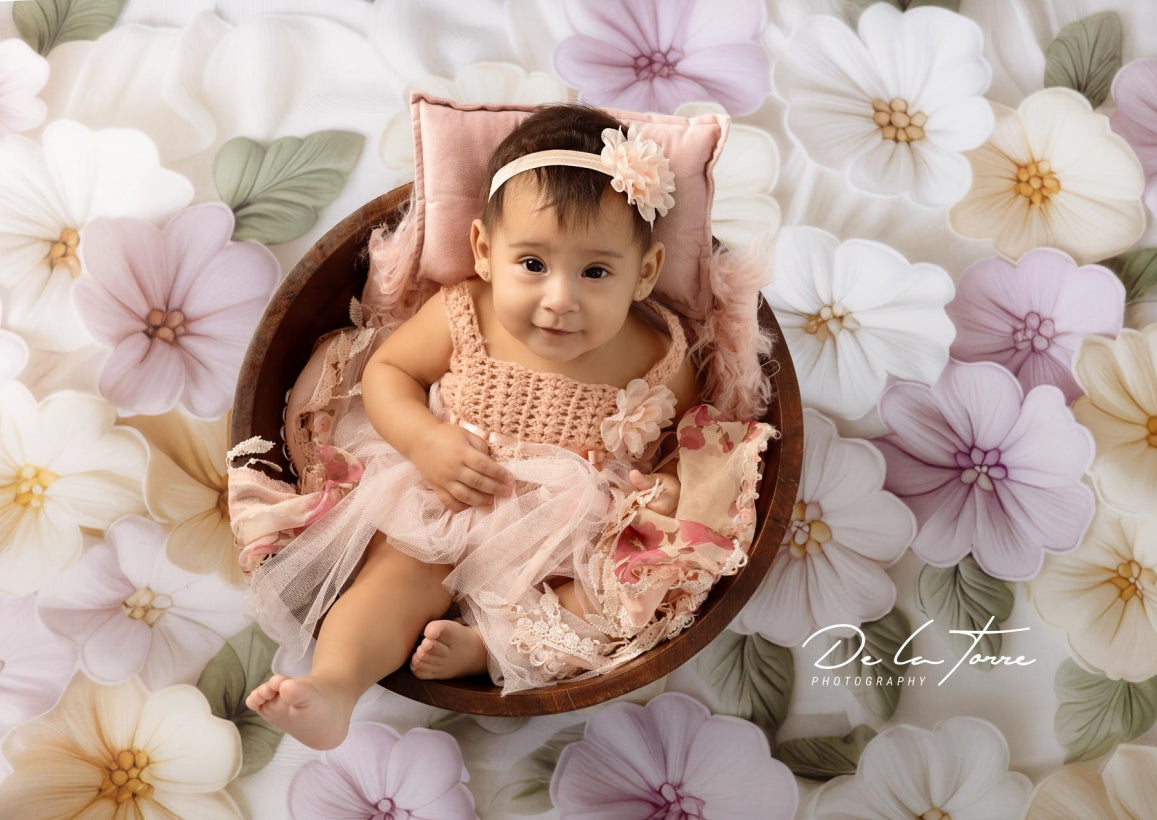 Kate Newborn Floral Rug Wood Rubber Floor Mat Designed by Mini MakeBelieve - Kate Backdrop AU