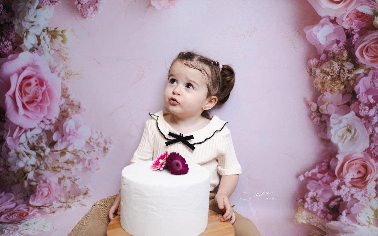 Kate Spring Floral Pink Rose Rubber Floor Mat Designed by Mini MakeBelieve - Kate Backdrop AU