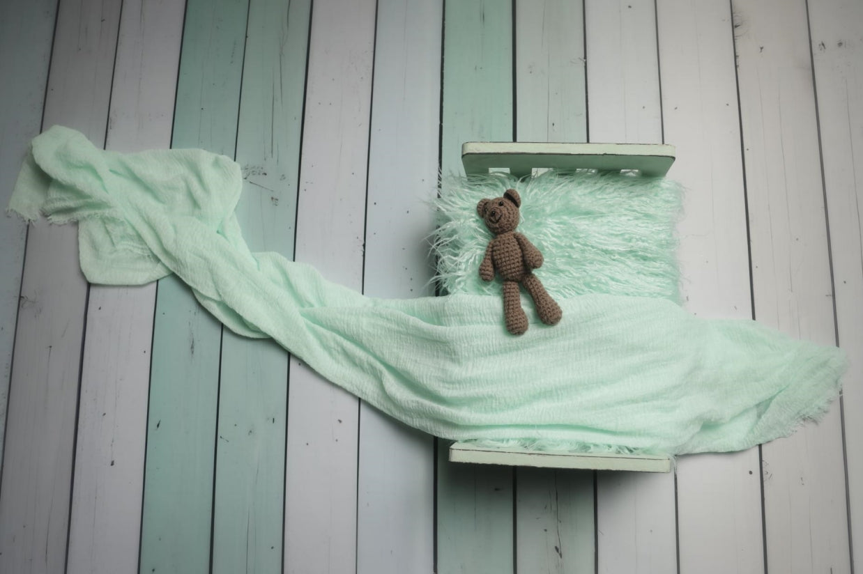 Kate Mint White Wooden Plank Rubber Floor Mat Designed by Mini MakeBelieve - Kate Backdrop AU