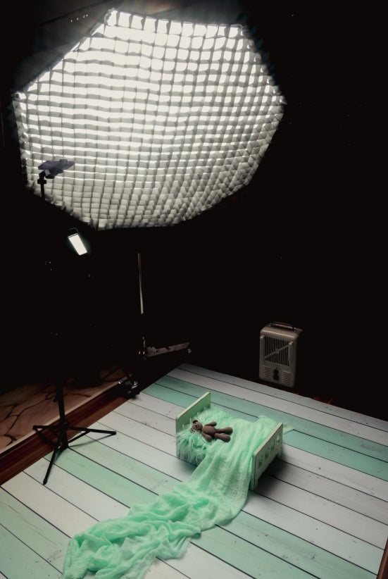 Kate Mint White Wooden Plank Rubber Floor Mat Designed by Mini MakeBelieve - Kate Backdrop AU