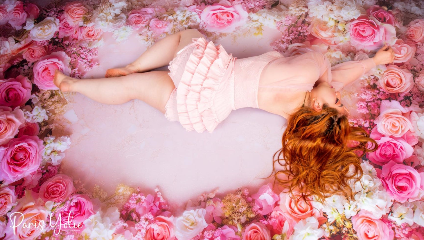 Kate Spring Floral Pink Rose Rubber Floor Mat Designed by Mini MakeBelieve - Kate Backdrop AU