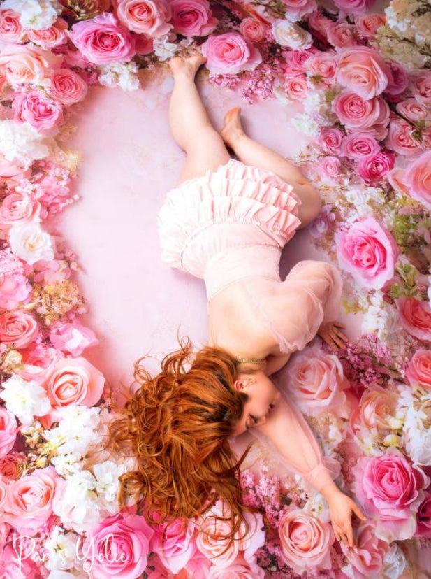 Kate Spring Floral Pink Rose Rubber Floor Mat Designed by Mini MakeBelieve - Kate Backdrop AU