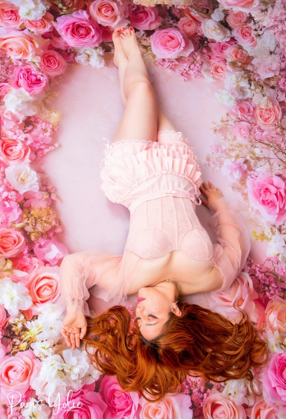 Kate Spring Floral Pink Rose Rubber Floor Mat Designed by Mini MakeBelieve - Kate Backdrop AU