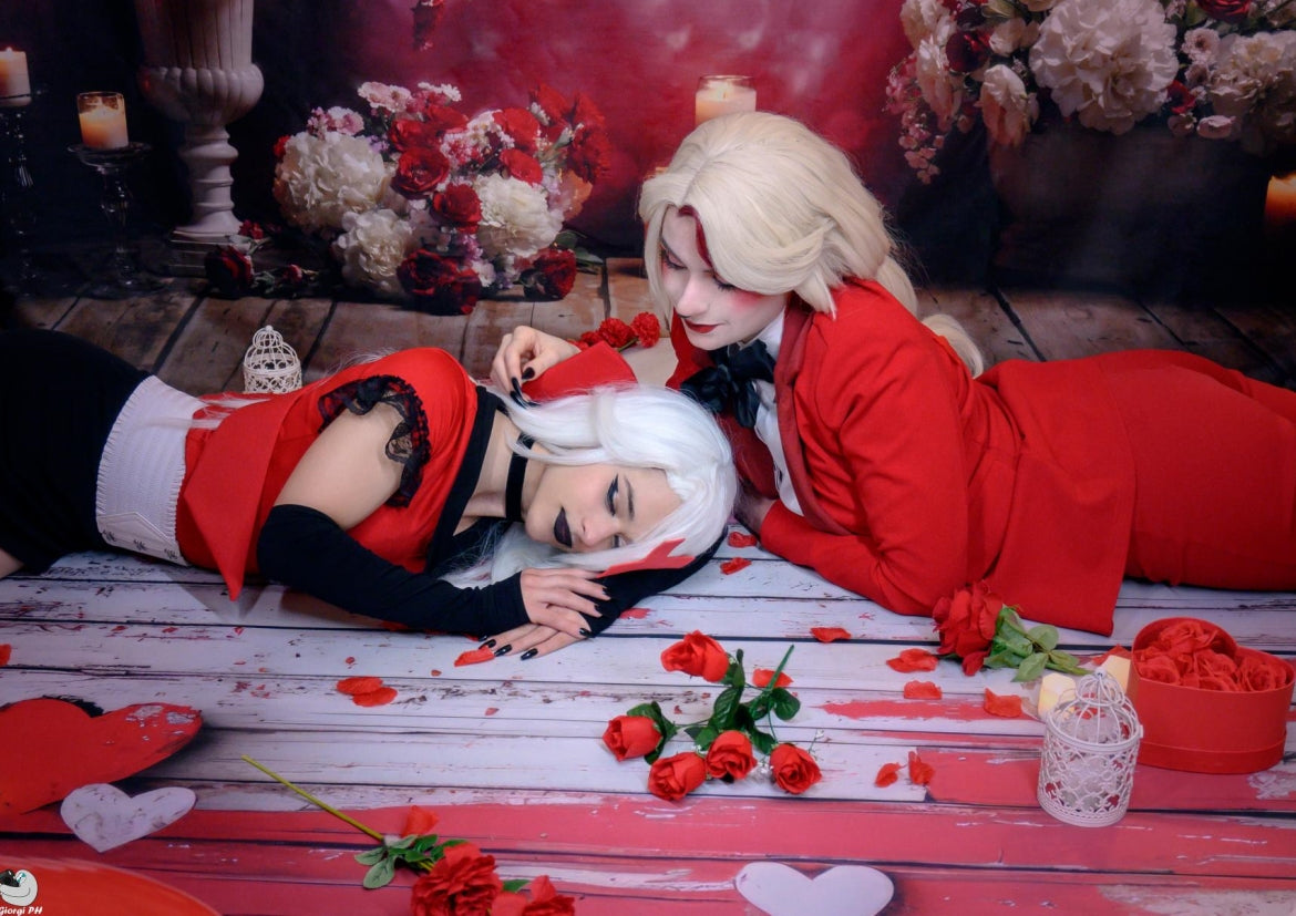 Kate Valentine Red Heart Wooden Rubber Floor Mat designed by Mini MakeBelieve - Kate Backdrop AU