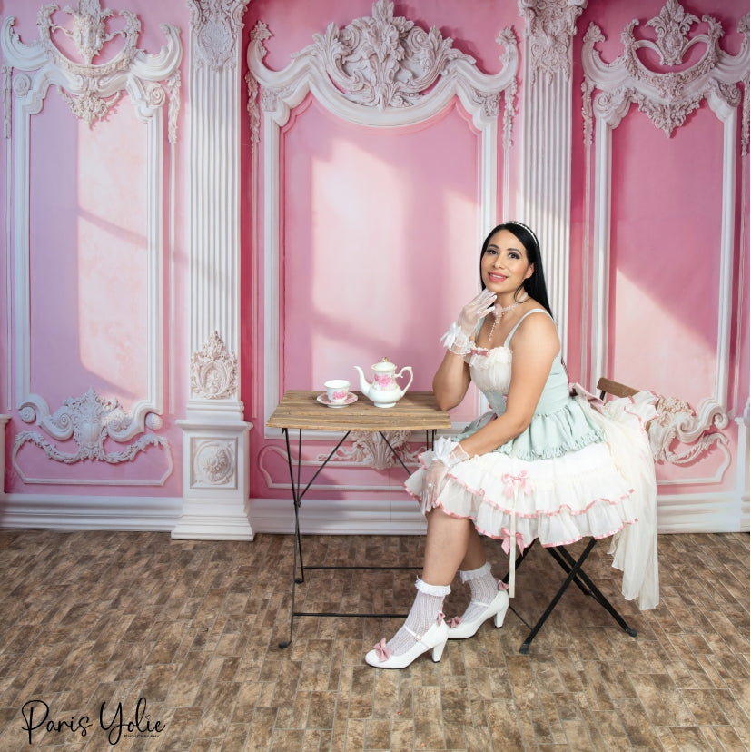 Kate Princess Pink Vintage Wall Sunlight Fleece Backdrop Designed by Emetselch - Kate Backdrop AU