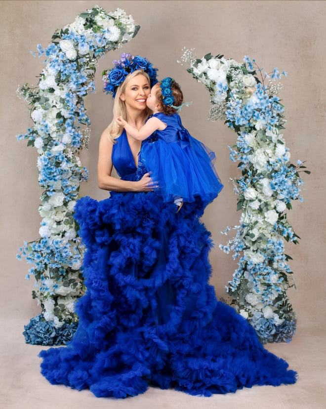 Kate Sapphire Blue Halter Neck Maternity Dress Photoshoot Dress - Kate Backdrop AU