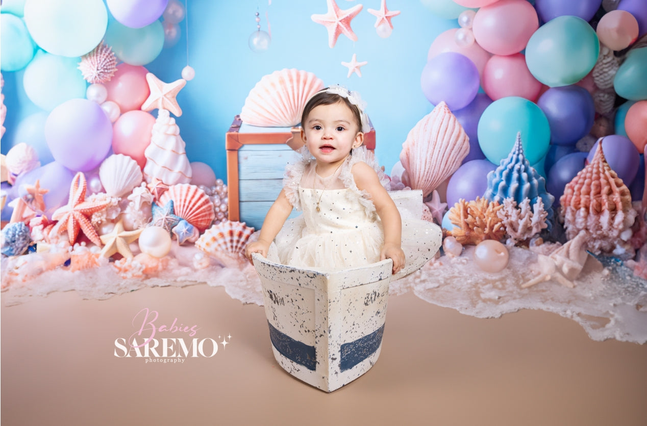 Kate Cake Smash Sea Colorful Balloons Backdrop Designed by Emetselch - Kate Backdrop AU