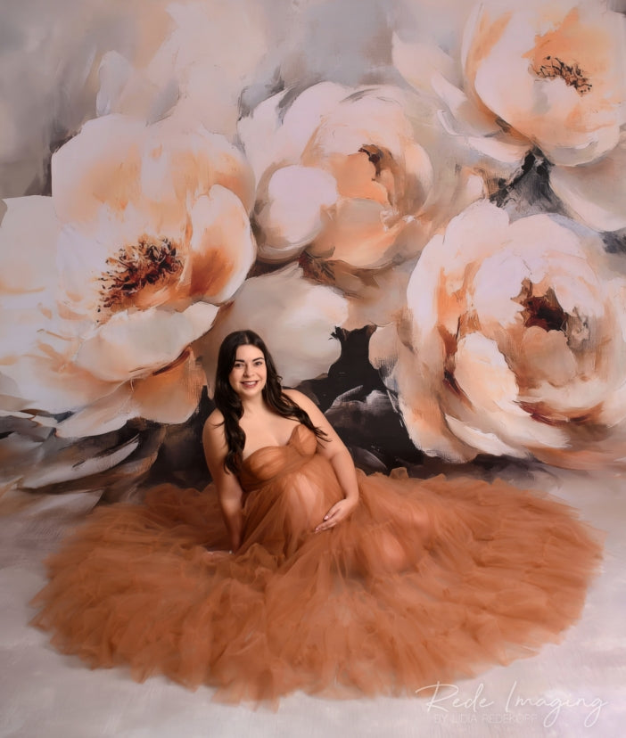 Kate Light Brown Sexy Tulle Maternity Photoshoot Dress - Kate Backdrop AU