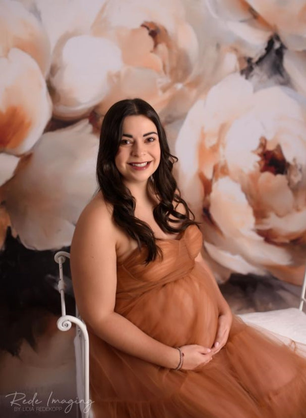 Kate Light Brown Sexy Tulle Maternity Photoshoot Dress - Kate Backdrop AU