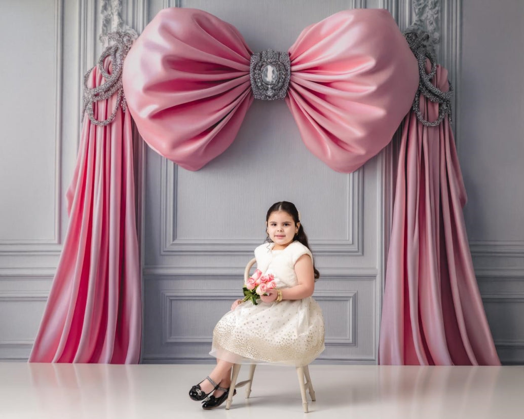 LONSALE Kate Pink Bow Drapery Retro Backdrop Designed by Mini MakeBelieve - Kate Backdrop AU