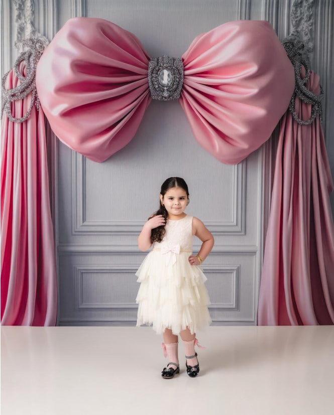 LONSALE Kate Pink Bow Drapery Retro Backdrop Designed by Mini MakeBelieve - Kate Backdrop AU
