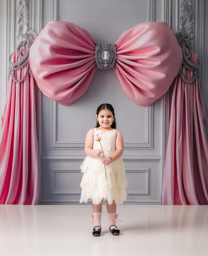 LONSALE Kate Pink Bow Drapery Retro Backdrop Designed by Mini MakeBelieve - Kate Backdrop AU