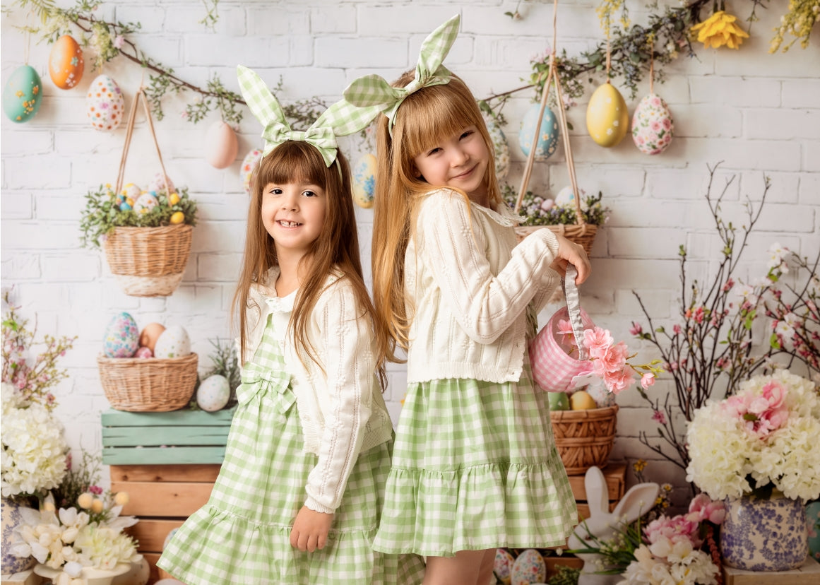 Kate Easter Bunny Floral Egg Rustic Backdrop Designed by Emetselch - Kate Backdrop AU