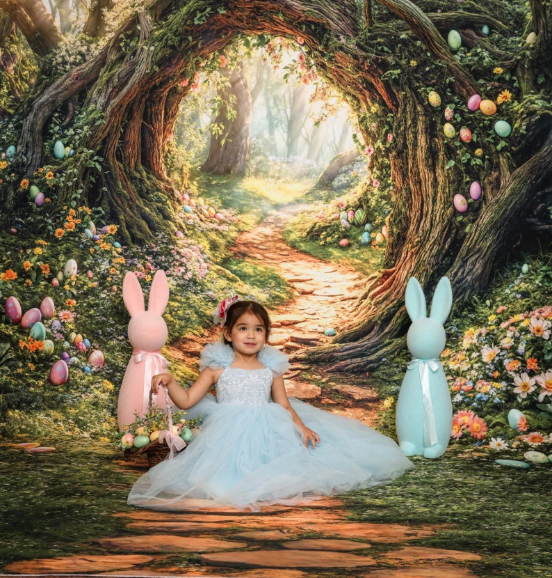 Kate Easter Forest Tree Arch Path Fleece Backdrop Designed by Emetselch - Kate Backdrop AU