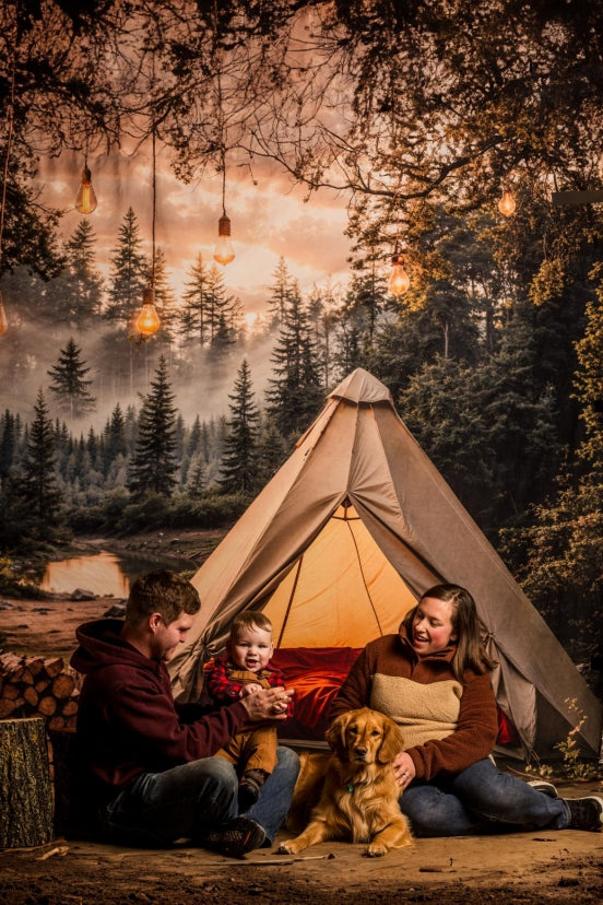 Kate Camping Forest Tent Lights Backdrop Designed by Emetselch - Kate Backdrop AU