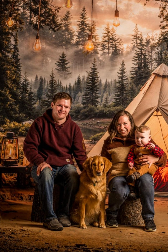 Kate Camping Forest Tent Lights Backdrop Designed by Emetselch - Kate Backdrop AU