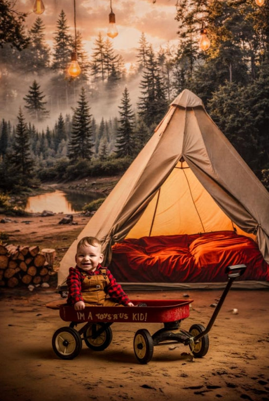 Kate Camping Forest Tent Lights Backdrop Designed by Emetselch - Kate Backdrop AU