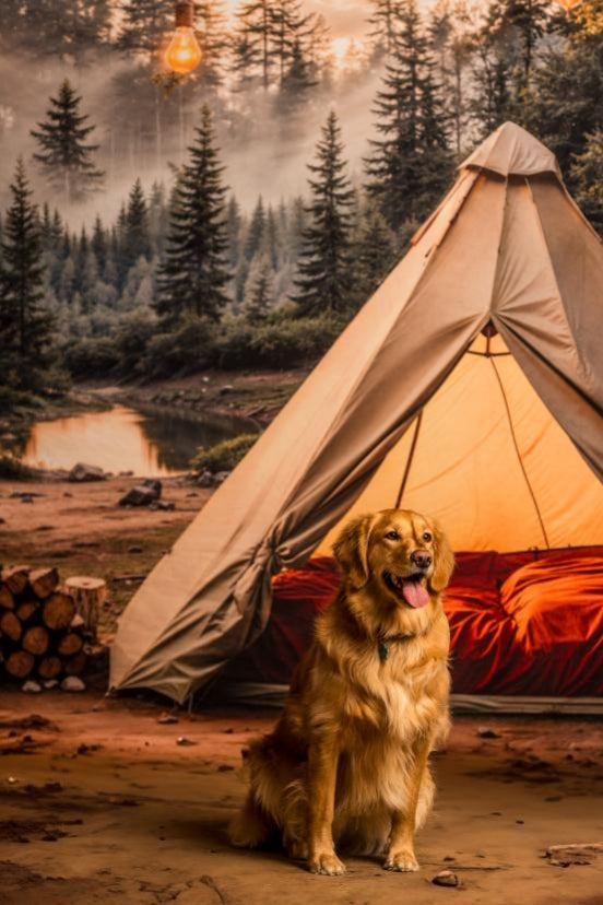 Kate Camping Forest Tent Lights Backdrop Designed by Emetselch - Kate Backdrop AU