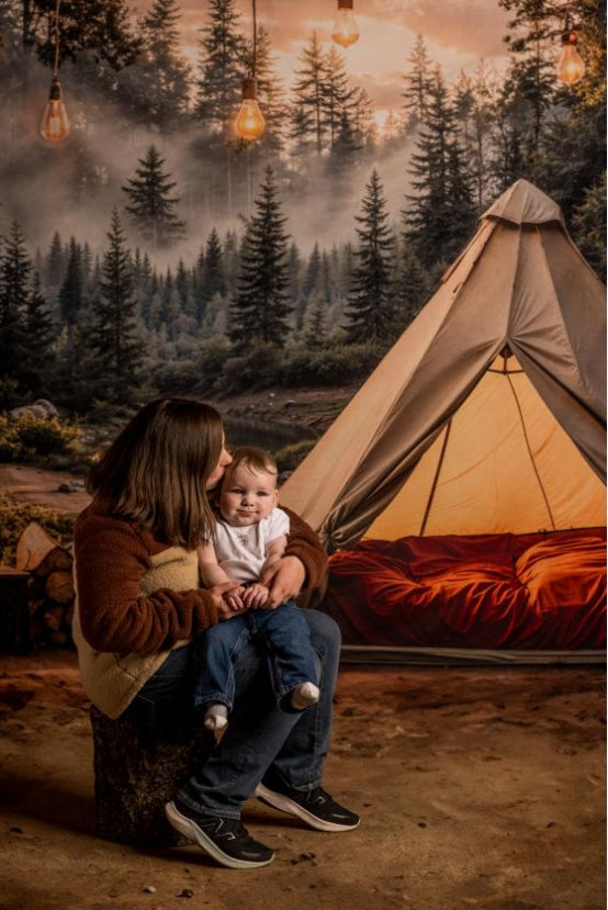 Kate Camping Forest Tent Lights Backdrop Designed by Emetselch - Kate Backdrop AU