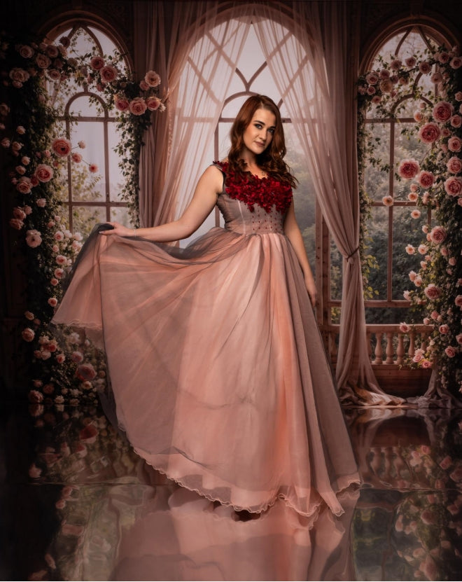 Kate Spring Flowers Window Room Fleece Backdrop Designed by Emetselch - Kate Backdrop AU