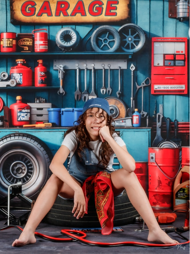 Kate Tool Holder Garage Father's Day Backdrop+Abstract Black Floor Backdrop - Kate Backdrop AU