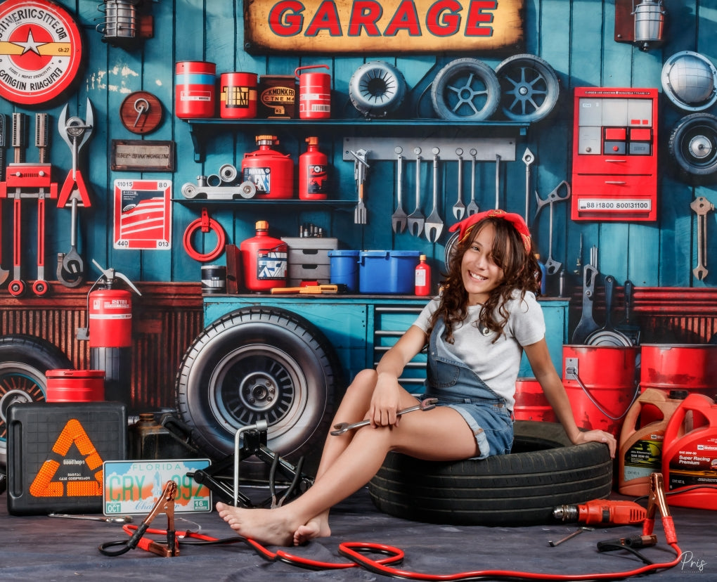 Kate Tool Holder Garage Father's Day Backdrop+Abstract Black Floor Backdrop - Kate Backdrop AU