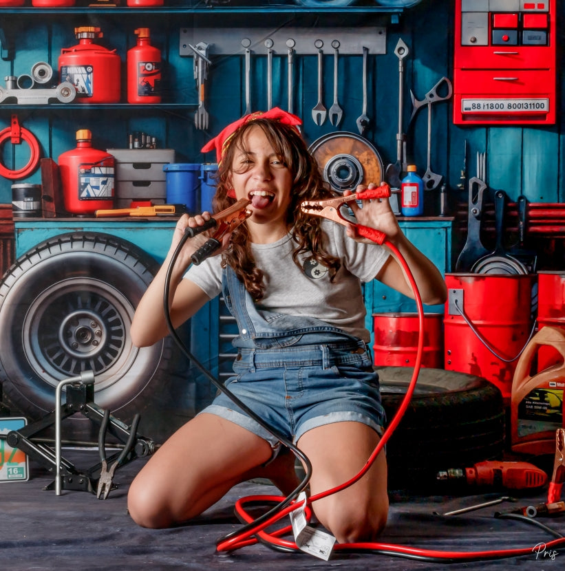 Kate Tool Holder Garage Father's Day Backdrop+Abstract Black Floor Backdrop - Kate Backdrop AU